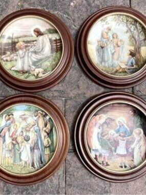 Vintage Plates  Frames. Love Divine, Story, Lord’s My Shepherd, Away in Manger